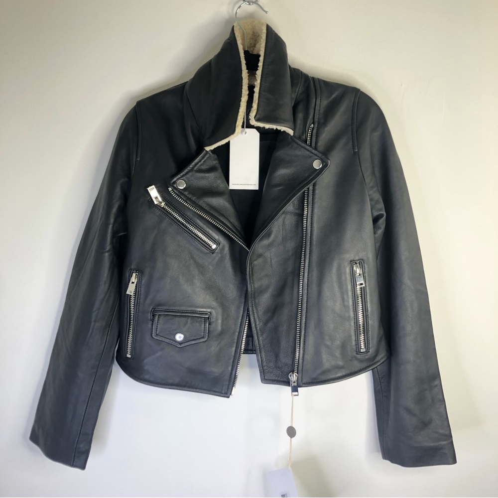 NEW Bolongaro Trevor Black Leather Motorcycle Jacket